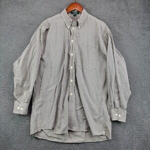 Hunt Club Mens Gingham Button Down Shirt Black White 16.5 32/33 Cotton Plaid